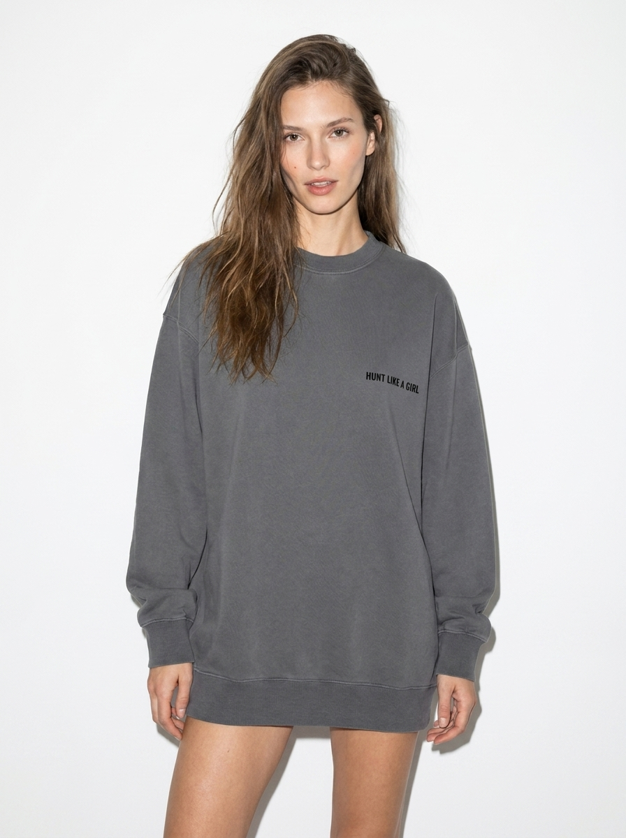 Hunt Like A Girl Dark Grey Sweatshirt Front Like A Girl Club