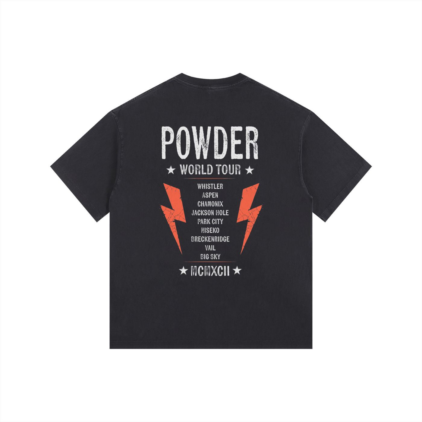 JAGUAR POWDER WORLD TOUR SNOWBOARDING TSHIRT BLACK BACK