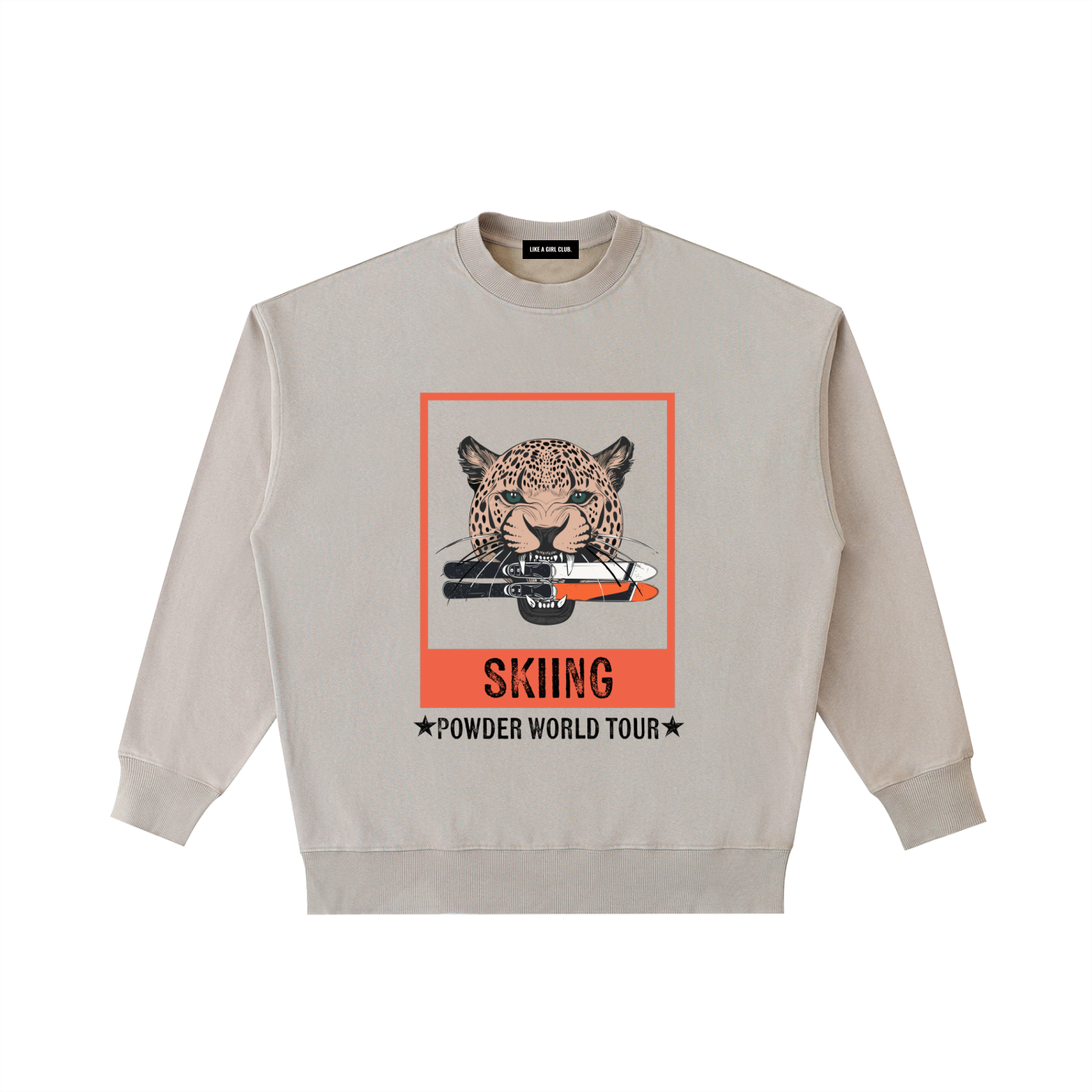 JAGUAR SKIING POWDER WORLD TOUR SWEATSHIRT FRONT BEIGE