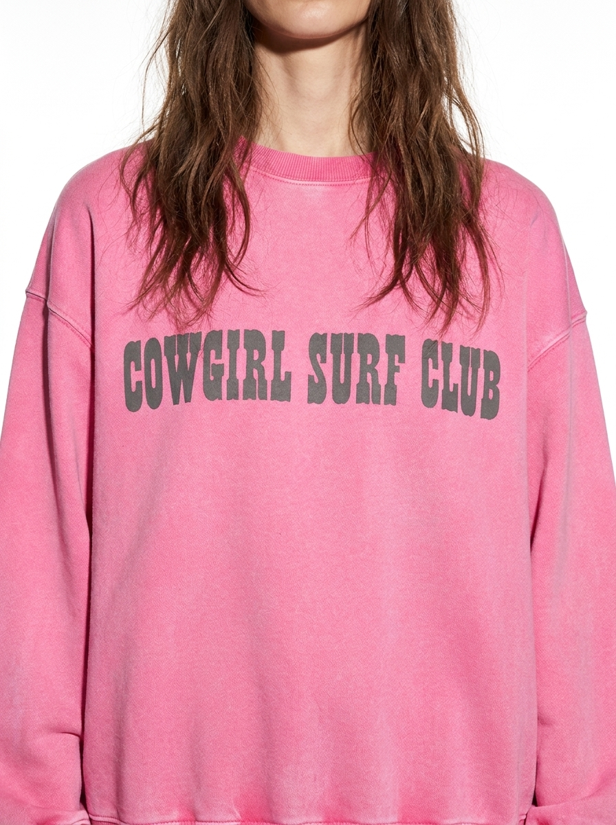 Pink Cowgirl Surf Club Like a Girl Club Sweatshirt