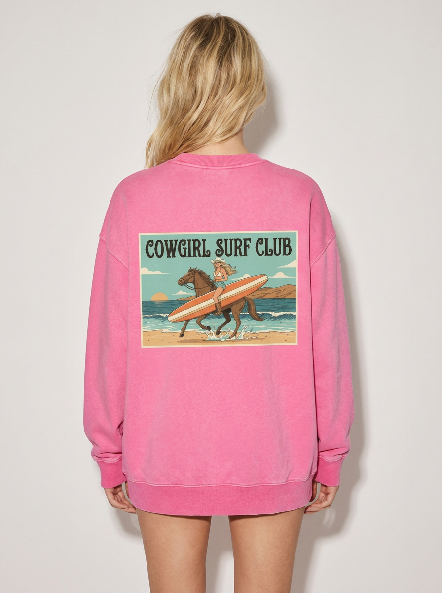 Pink Cowgirl Surf Club sweatshirt Like A Girl Club