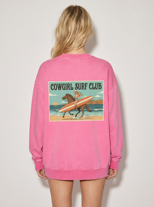 Pink Cowgirl Surf Club sweatshirt Like A Girl Club