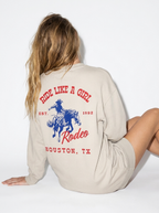 RIDE LIKE A GIRL HORSE BACK RIDING OFF WHITE SWEATSHIRT