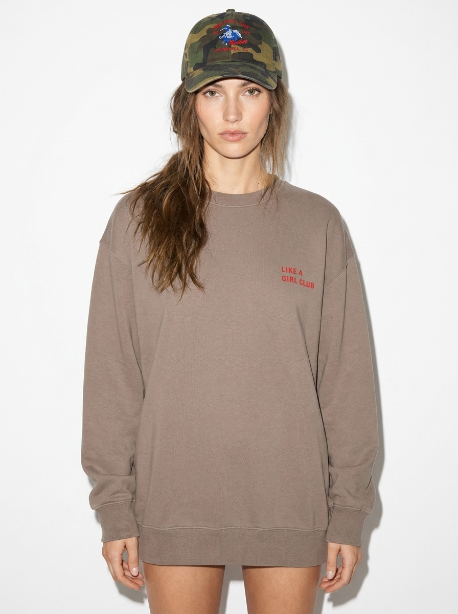 Ride like a girl  horse back riding sweatshirt and camo hat front