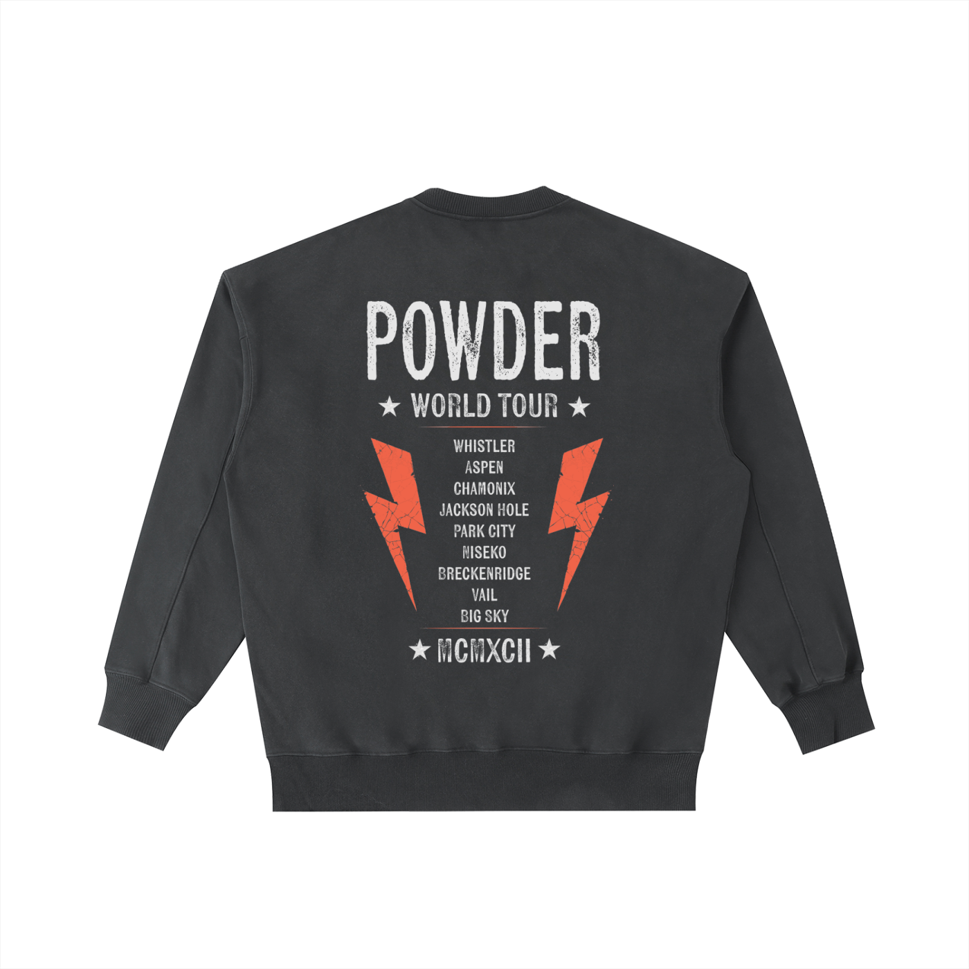 SKIING SWEATSHIRT LIPS WITH SKIS IN ITS MOUTH POWDER WORLD TOUR BLACK