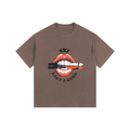 SKI LIKE A GIRL LIPS TSHIRT BROWN FRONT