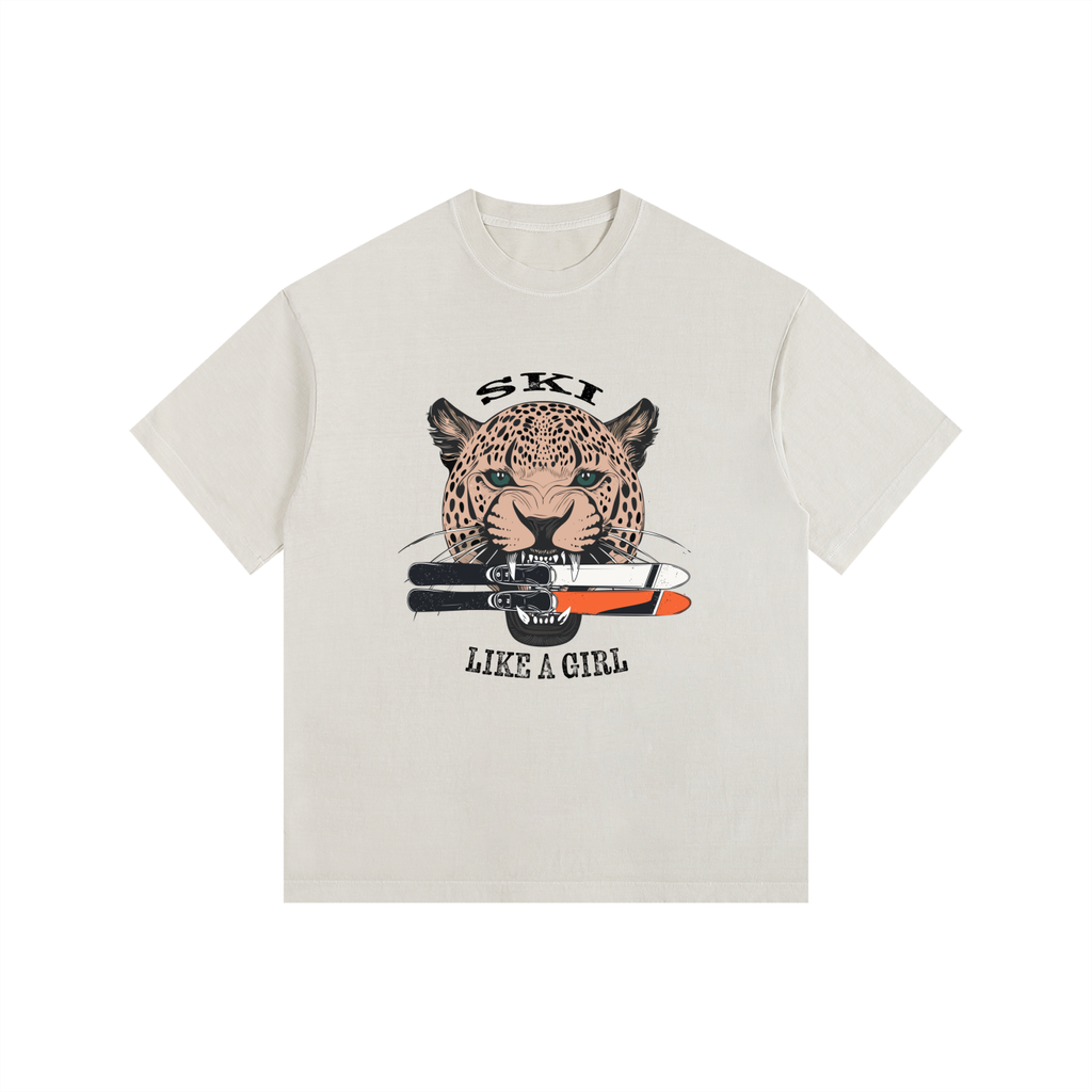 SKI LIKE A GIRL TSHIRT WITH JAGUAR WHITE FRONT