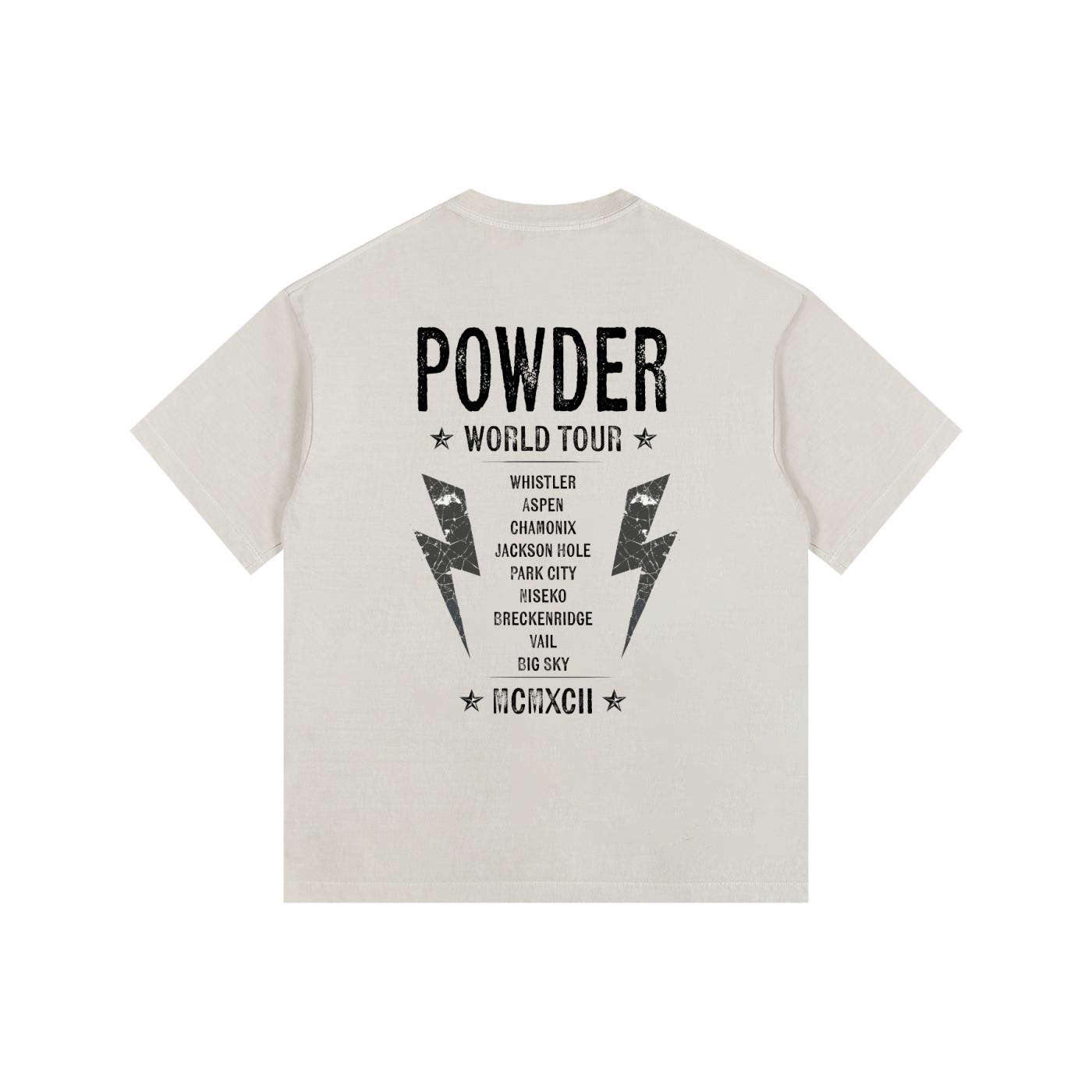SNOWBOARDING TSHIRT JAGUAR POWDER WORLD TOUR BACK WHISTLER, JACKSON HOLE BRECKENRIDGE