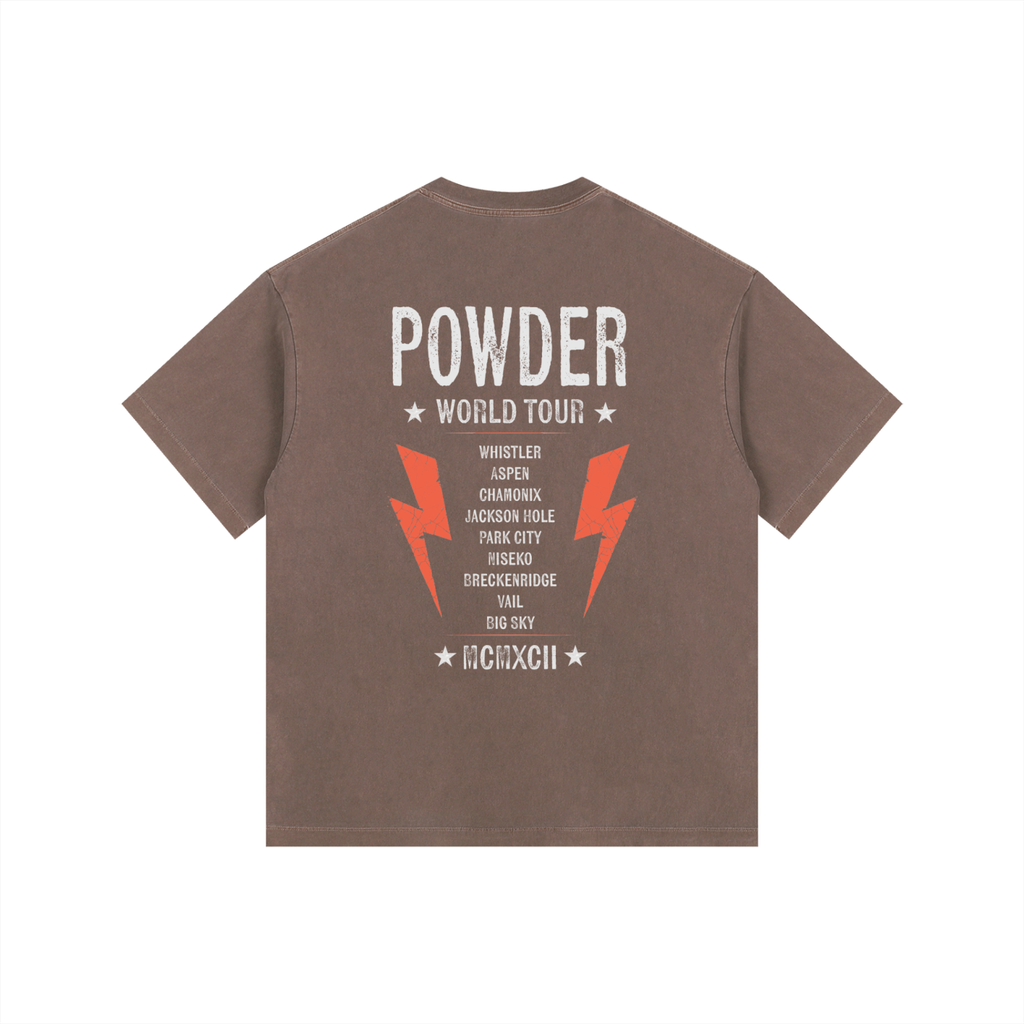 SNOWBOARD JAGUAR POWDER WORLD TOUR TSHIRT BACK BROWN
