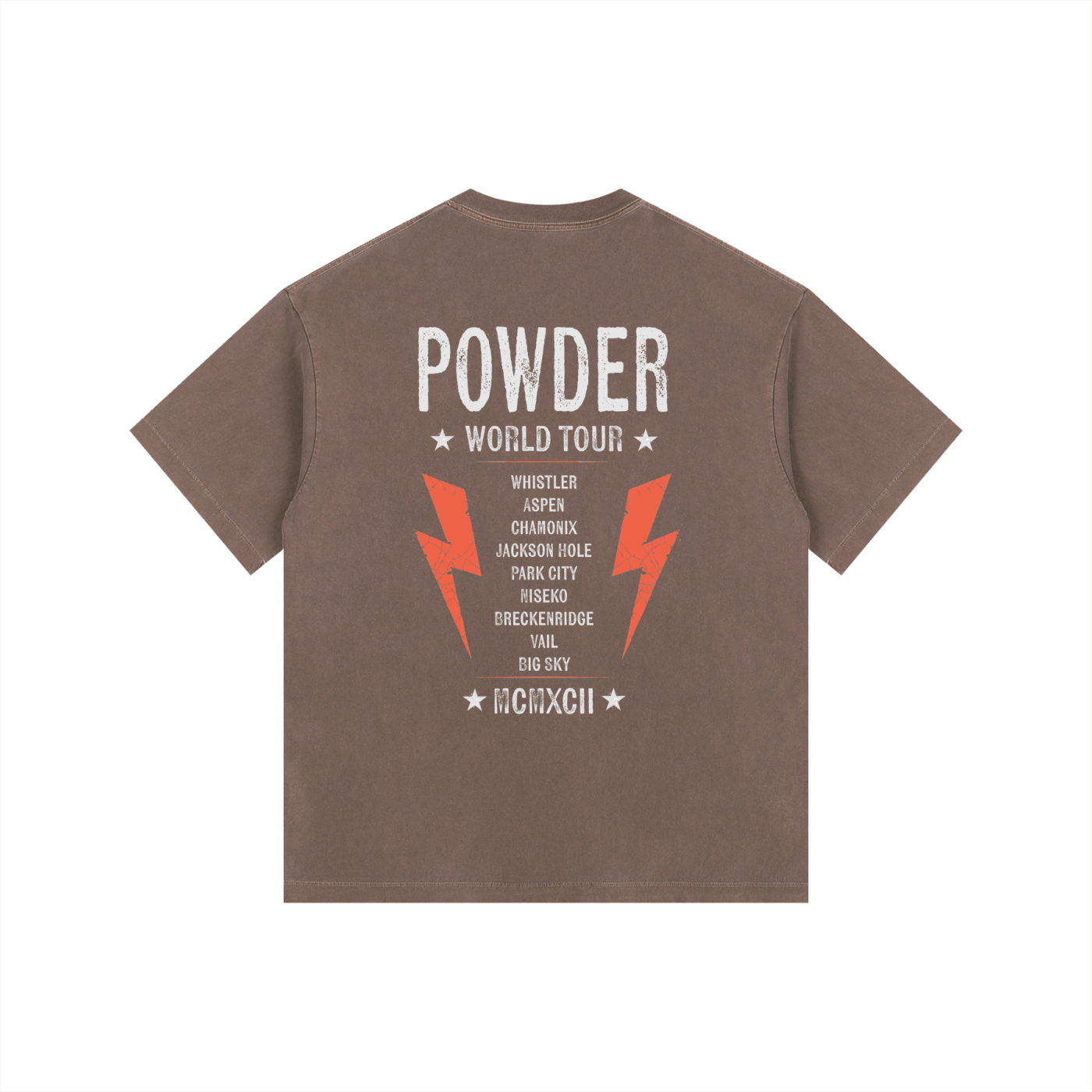 SNOWBOARD JAGUAR POWDER WORLD TOUR TSHIRT BACK BROWN
