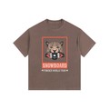 SNOWBOARD JAGUAR POWDER WORLD TOUR TSHIRT FRONT BROWN