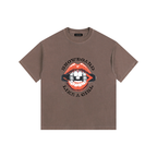 SNOWBOARD LIKE A GIRL LIPS BROWN TSHIRT FRONT