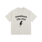 SNOWBOARD LIKE A GIRL OVERSIZED CREAM TSHIRT FRONT