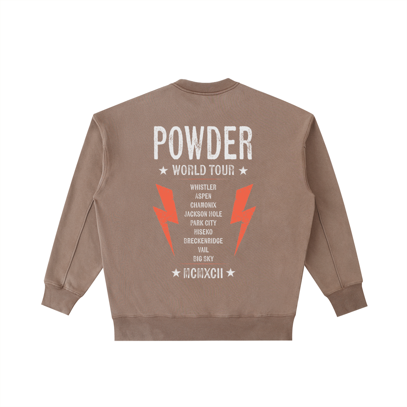 SNOWBOARD POWDER WORLD TOUR SWEATSHIRT BACK WITH LIPS BROWN