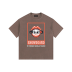 WOMENS SNOWBOARDING TSHIRT SNOWBOARD POWEDER WORLD TOUR FRONT
