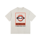 WOMENS SNOWBOARD TSHIRT SNOWBOARD POWDER WORLD TOUR WITH LIPS FRONT WHITE