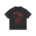 Running Club Vintage Washed Oversized Cotton T-Shirt Black