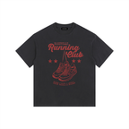Running Club Vintage Washed Oversized Cotton T-Shirt Black