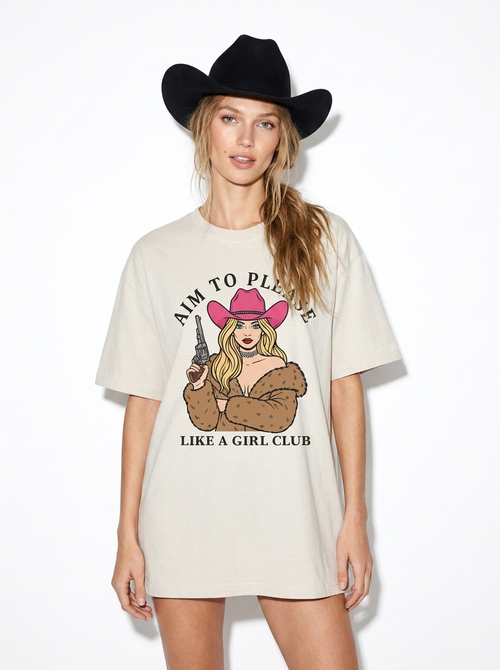 aim to please graphic tshirt wite