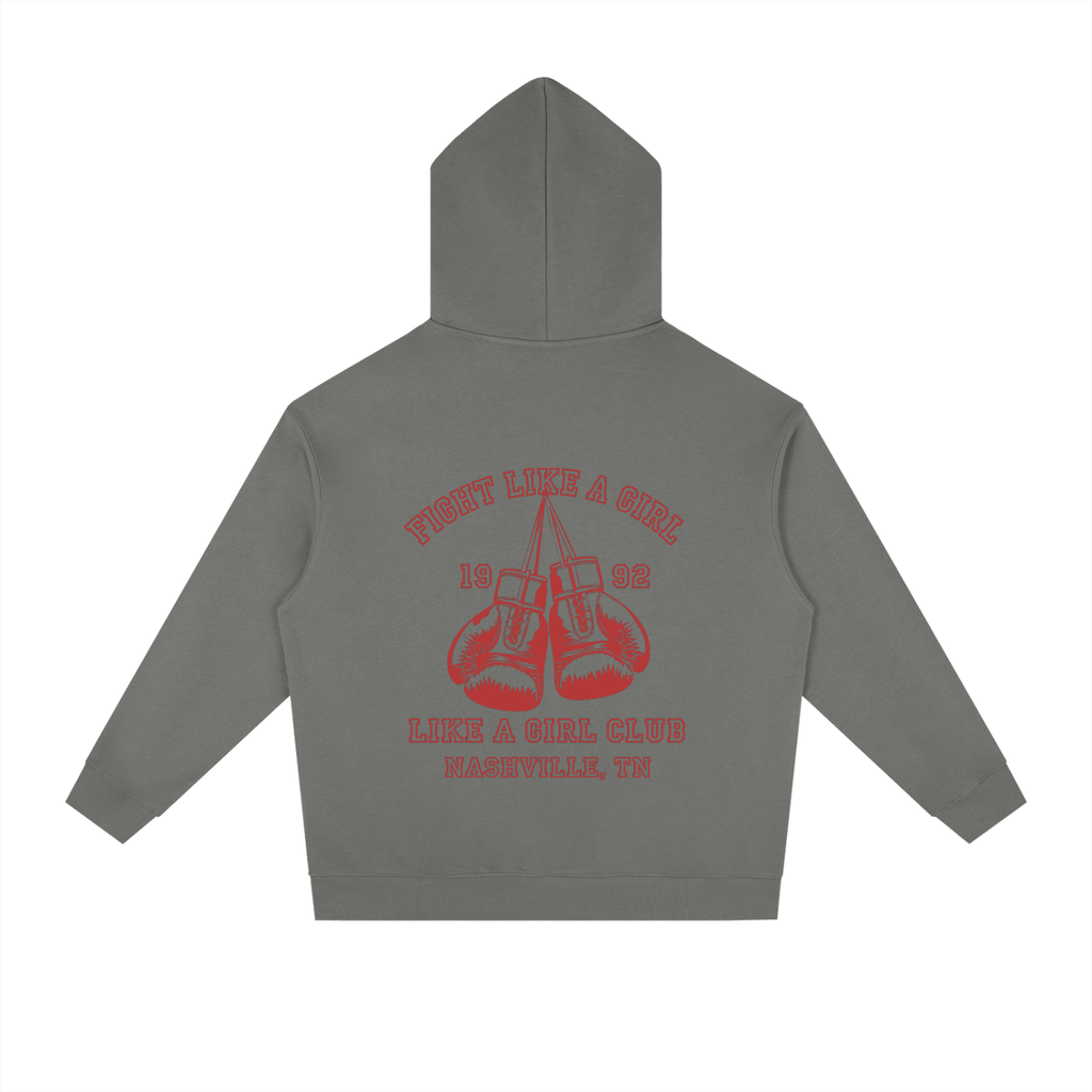 Fight Like a Girl Heavyweight Drop-Shoulder Hoodie Grey