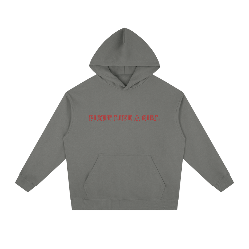 Fight Like a Girl Heavyweight Drop-Shoulder Hoodie Grey
