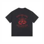 Vintage Fight Like a Girl Washed Oversized Cotton T-Shirt Black