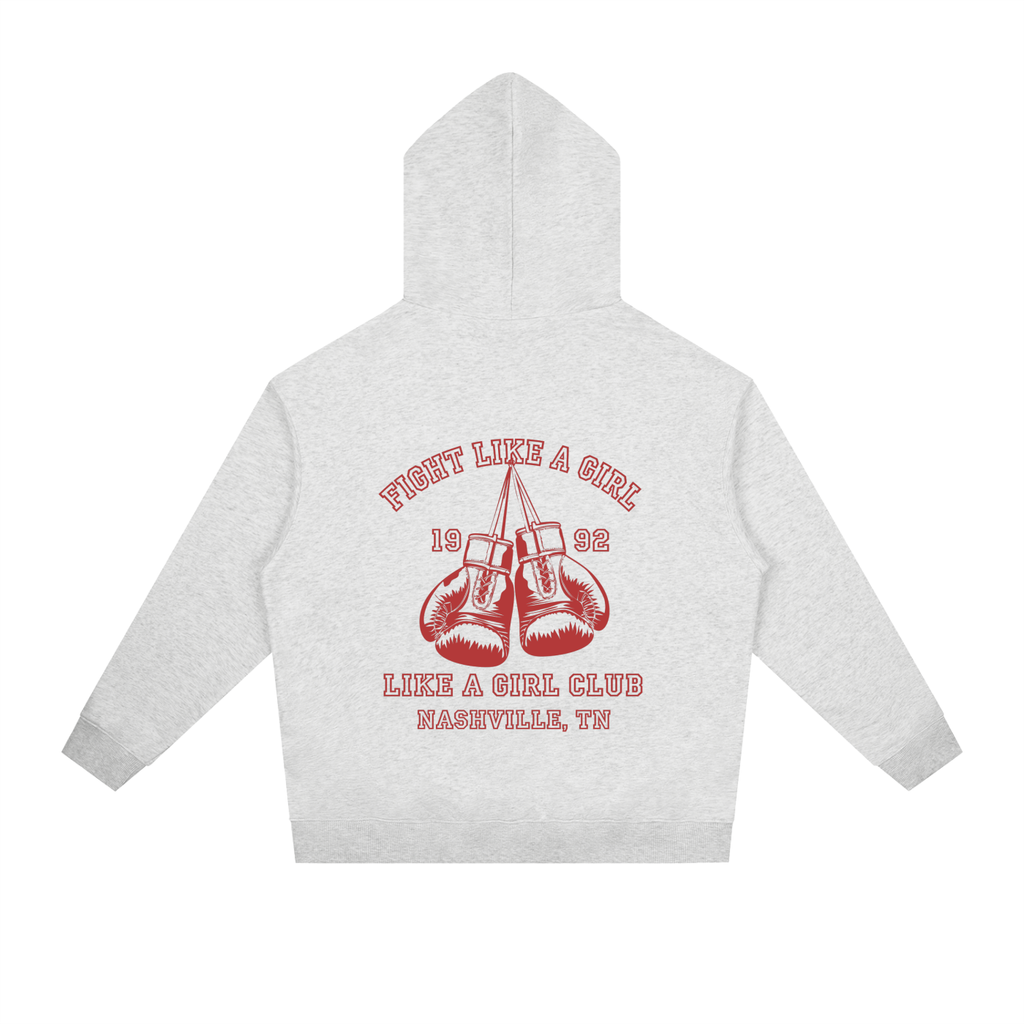 Fight Like a Girl  Heavyweight Drop-Shoulder Hoodie Light Grey