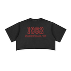 Fight Like A Girl Stone Washed Raw Edge Crop Top