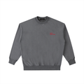 Front view of a boxy midnight grey heavyweight sweatshirt from LIKE A GIRL CLUB with a premium blue-toned charcoal wash.