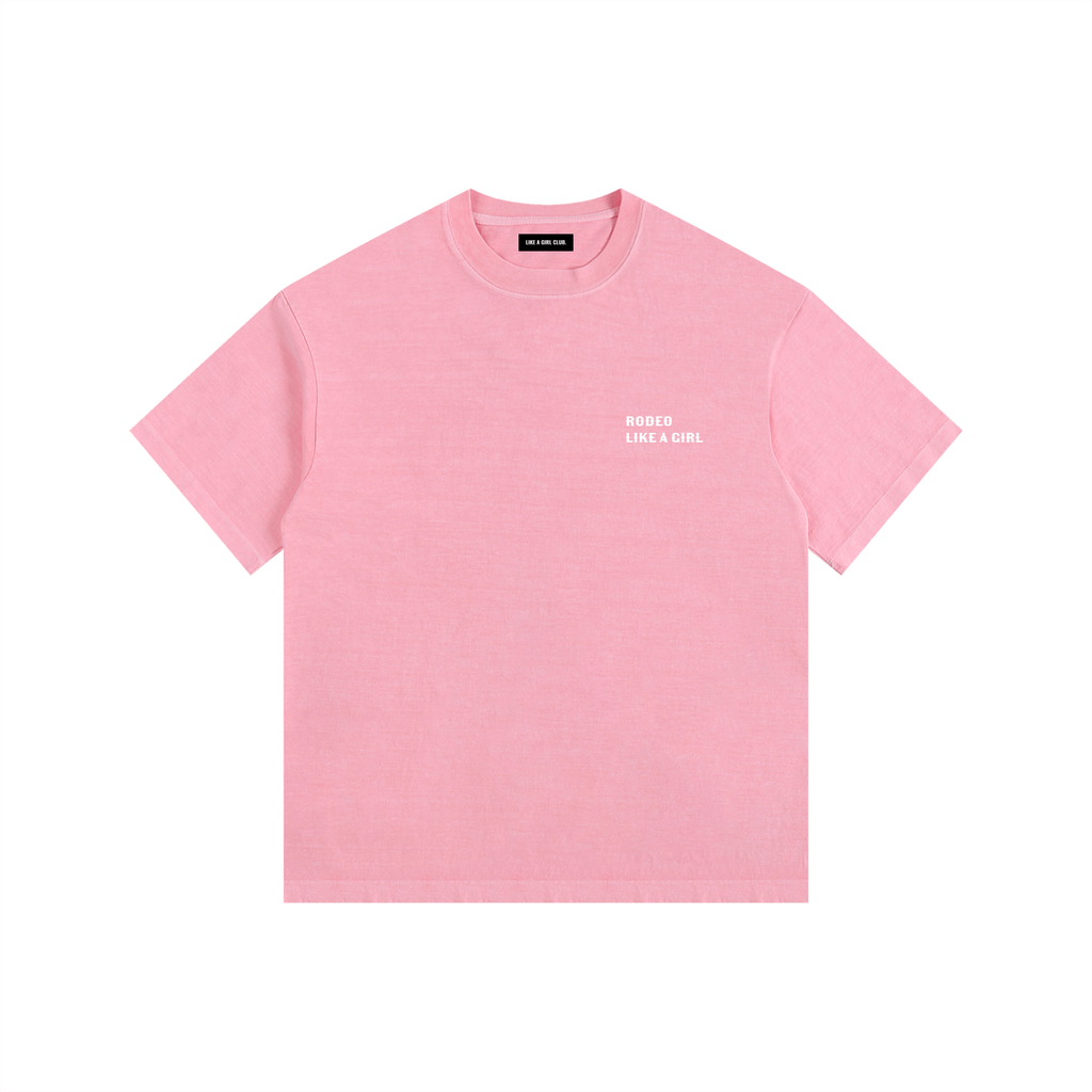 Rodeo Like A Girl Vintage Washed Oversized Cotton T-Shirt Pink