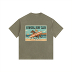 Cowgirl Surf Club Vintage Washed Oversized Cotton T-Shirt Army Green