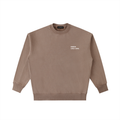 Front view of a boxy, coffee brown heavyweight sweatshirt from LIKE A GIRL CLUB with a premium vintage wash.