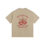 Vintage Fight Like a Girl  Washed Oversized Cotton T-Shirt Khaki