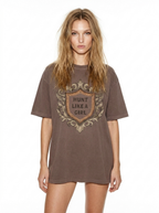 hunt like a girl crest tshirt coffee front