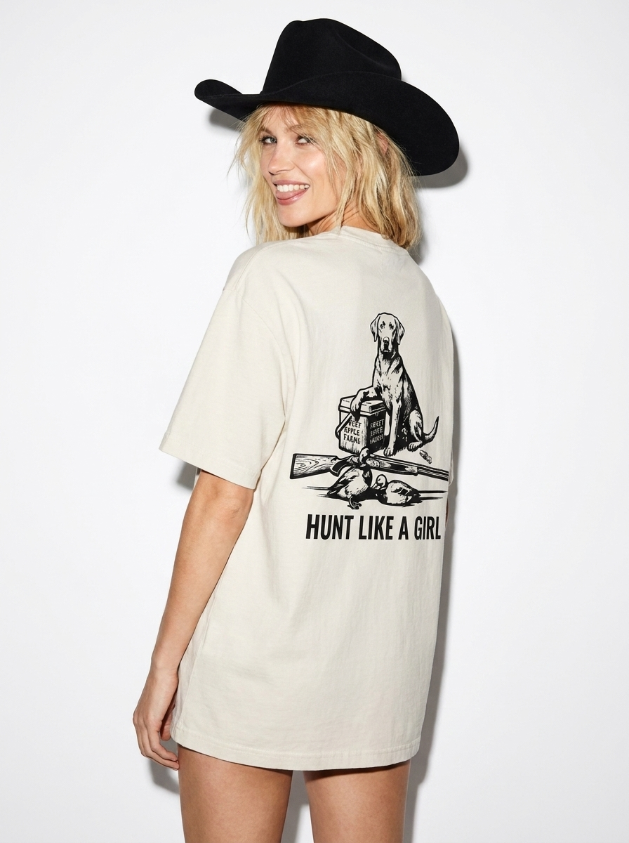 hunt like a girl duck hunting tshirt off white